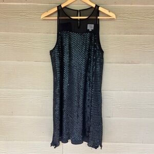 Black Silk Sequin Dress by Parker Womens Size Medium Mini Dress Black Cocktail